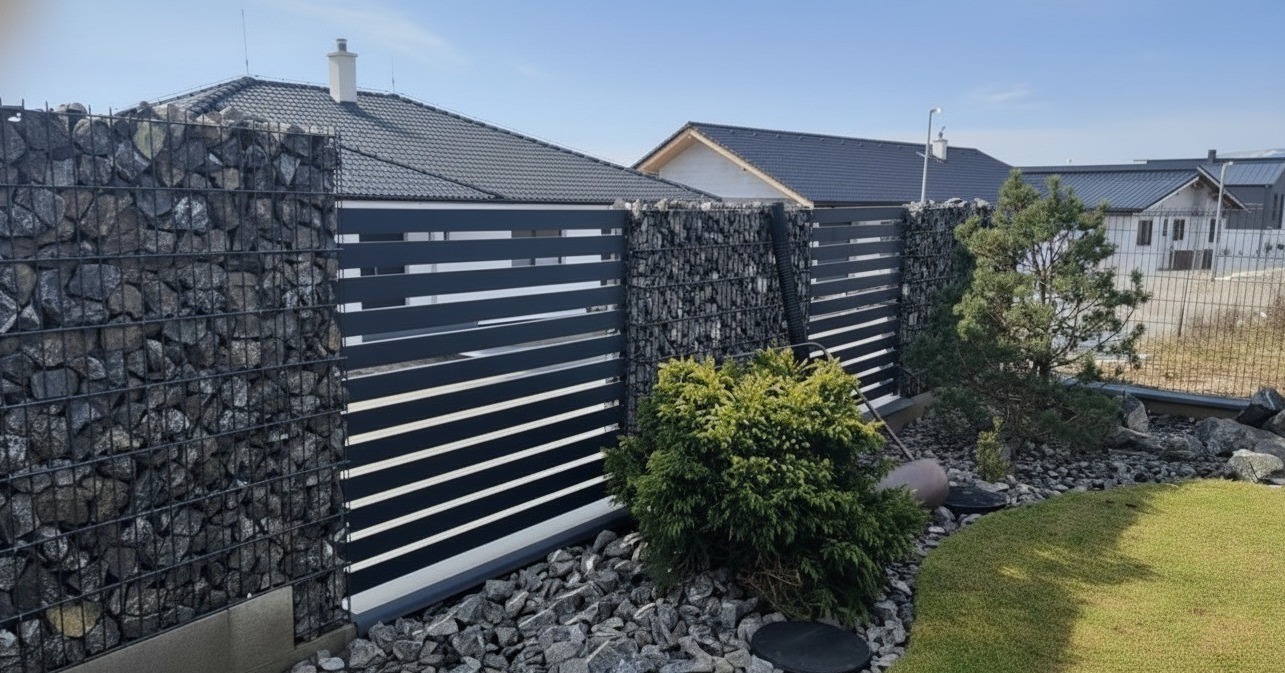 Gabion kerítés részlet
