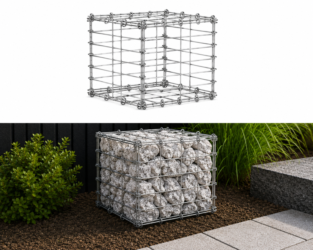 Gabionokkorb 0,5 x 0,5 x 0,5 m Horizontal — verzinkter Gabionokkorb