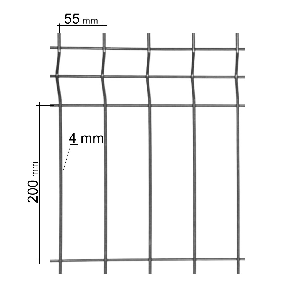 3D EKO kerítéspanel, szem 55 × 200 mm, hossz 2500 mm